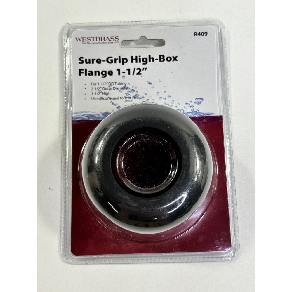 Westbrass R409-62 Sure-Grip High-Box Flange 1-1/2 Inch Matte Black Escutcheon
